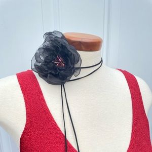 Handmade New Black Flower Choker Necklace for Wedding, Party, Statement Jewelry
